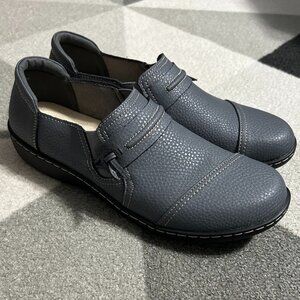 LAZYPOP Gray Classic Comfort Leather Loafers Women's Size 9.5